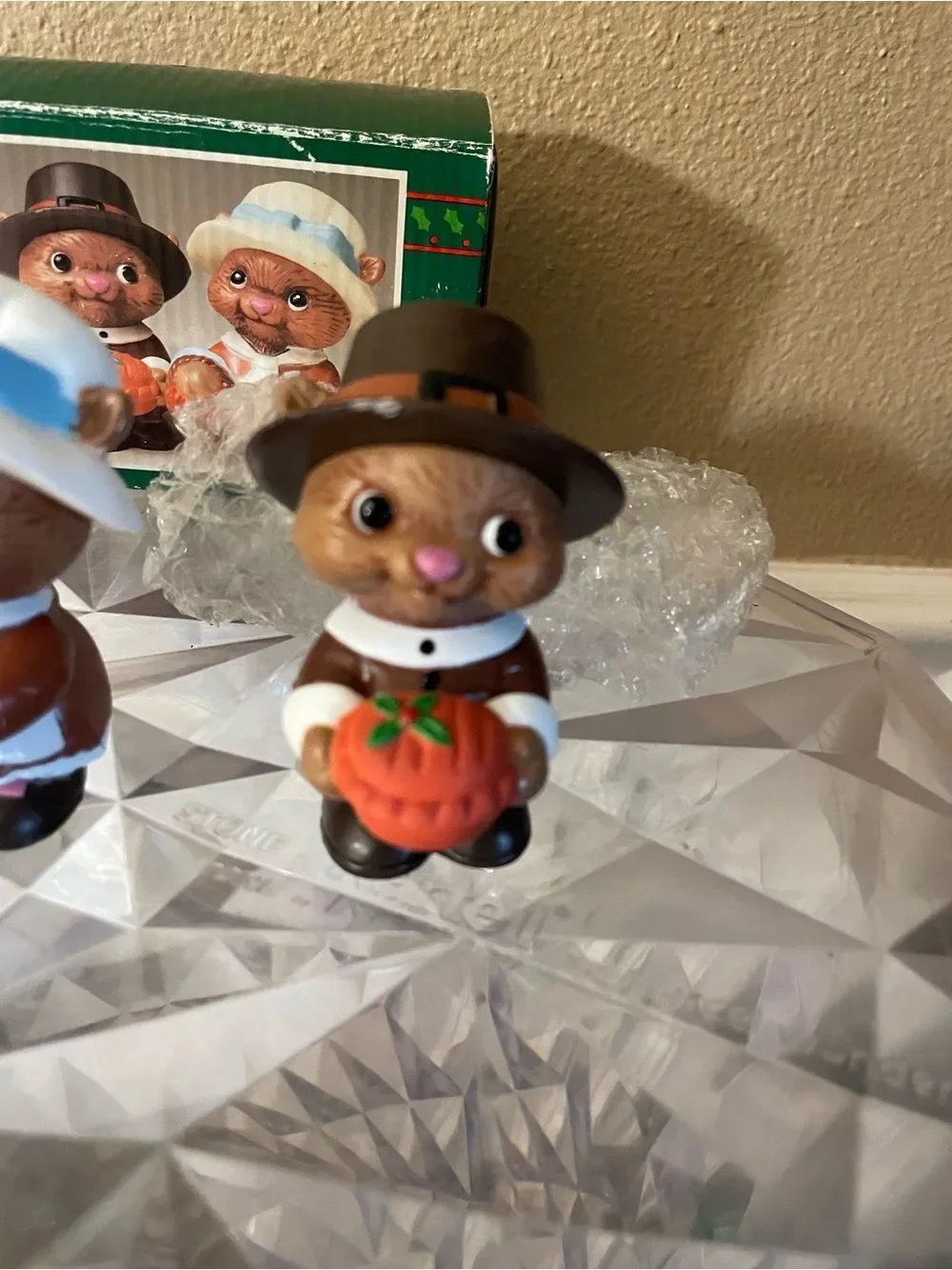 Pilgrim Chipmunk Harvest Salt and Pepper Shakers Vintage never used!